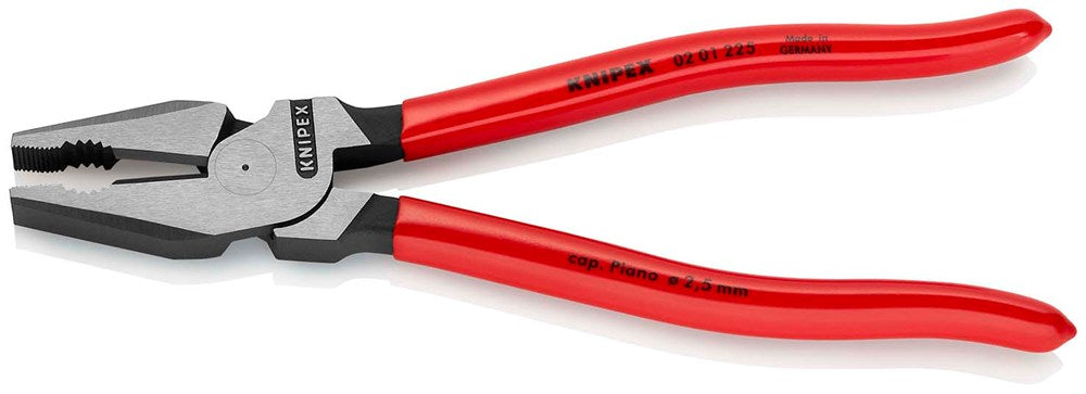 KNIPEX 02 01 225 Kracht-Kombitang met kunststof bekleed zwart geatramenteerd 225 mm