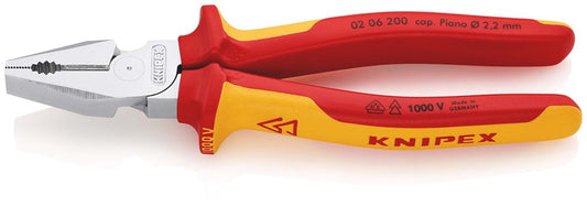 KNIPEX 02 06 200 Kracht-Kombitang geïsoleerd met meer-componentengrepen, VDE-getest verchroomd 200 m