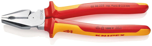 KNIPEX 02 06 225 Kracht-Kombitang geïsoleerd met meer-componentengrepen, VDE-getest verchroomd 225 m