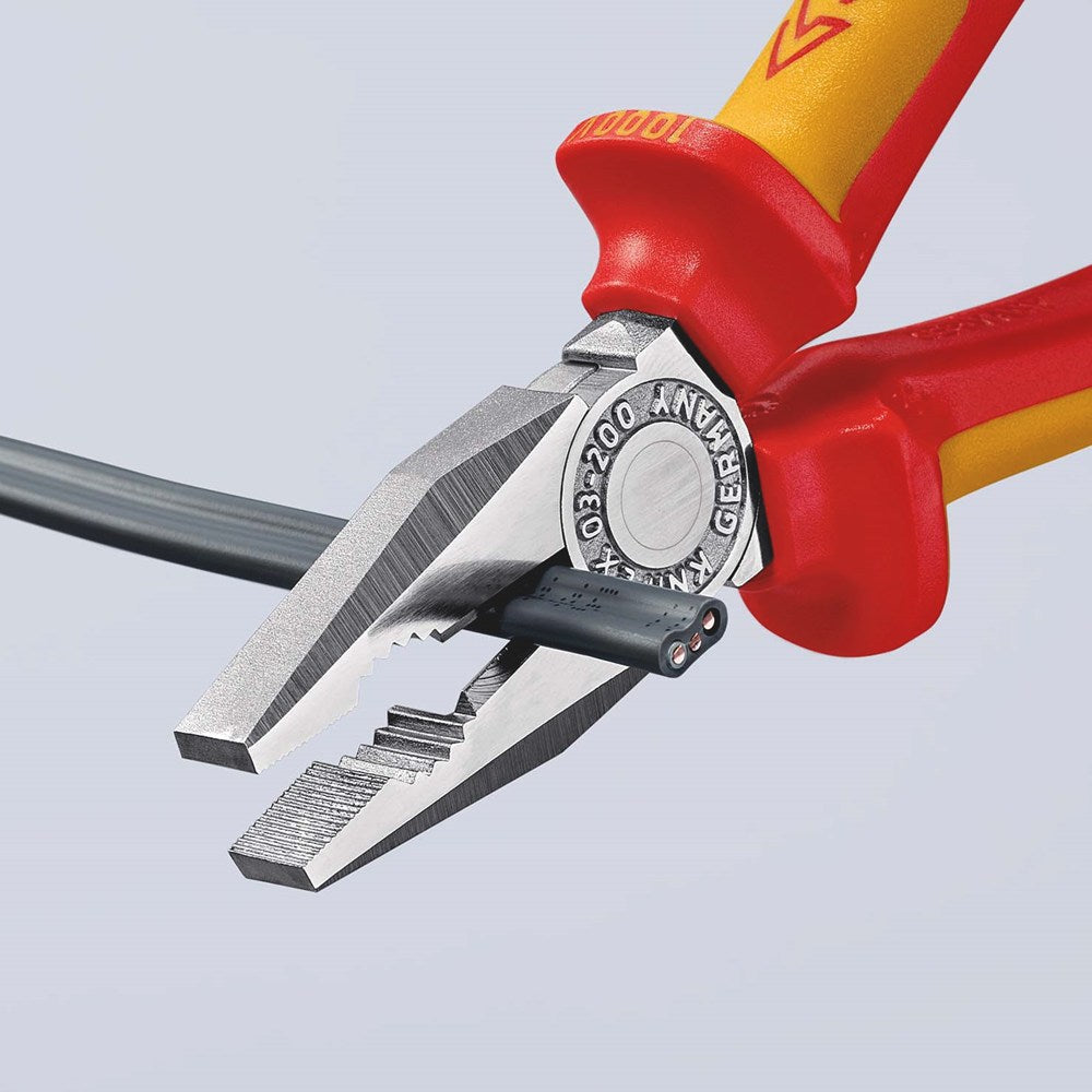 KNIPEX 03 06 200 Kombitang geïsoleerd met meer-componentengrepen, VDE-getest verchroomd 200 mm
