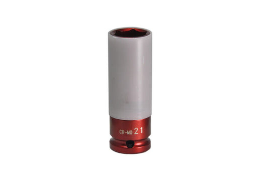 1/2" Krachtdop 21mm, lang dunwandig (rood) (SK12LD21)