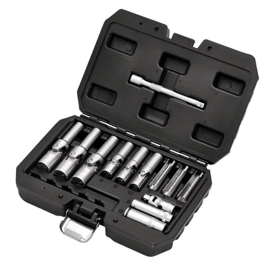 1/4" + 3/8" Gloeibougie doppenset, 18dlg