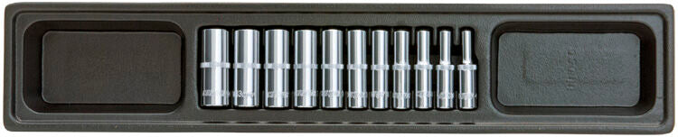1/4" Doppenset lang 6 kant, 11dlg, S-module