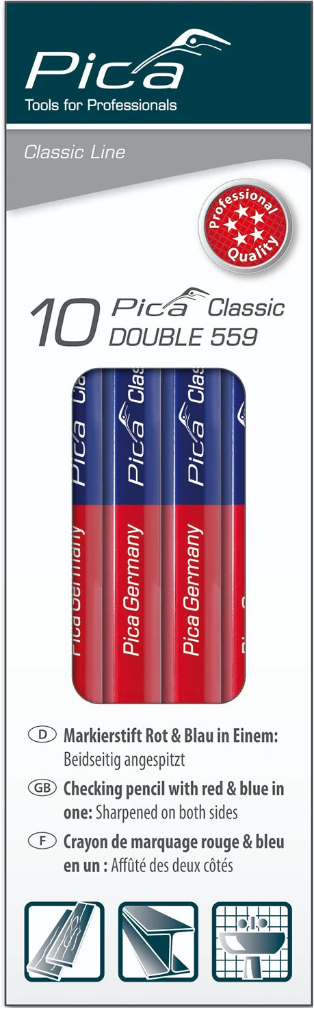 Pica Classic 559 Markeerpotlood DOUBLE rood/blauw 18 cm (10 stuks)