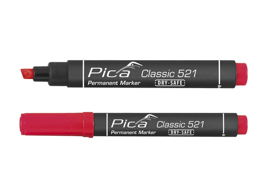 Pica Classic 521/40 Permanent Marker rood - beitelpunt (10 stuks)