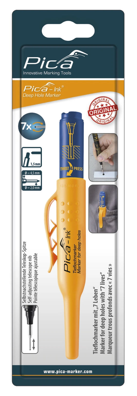Pica Ink 150/41 Markeerstift voor diepe gaten blauw (blister)