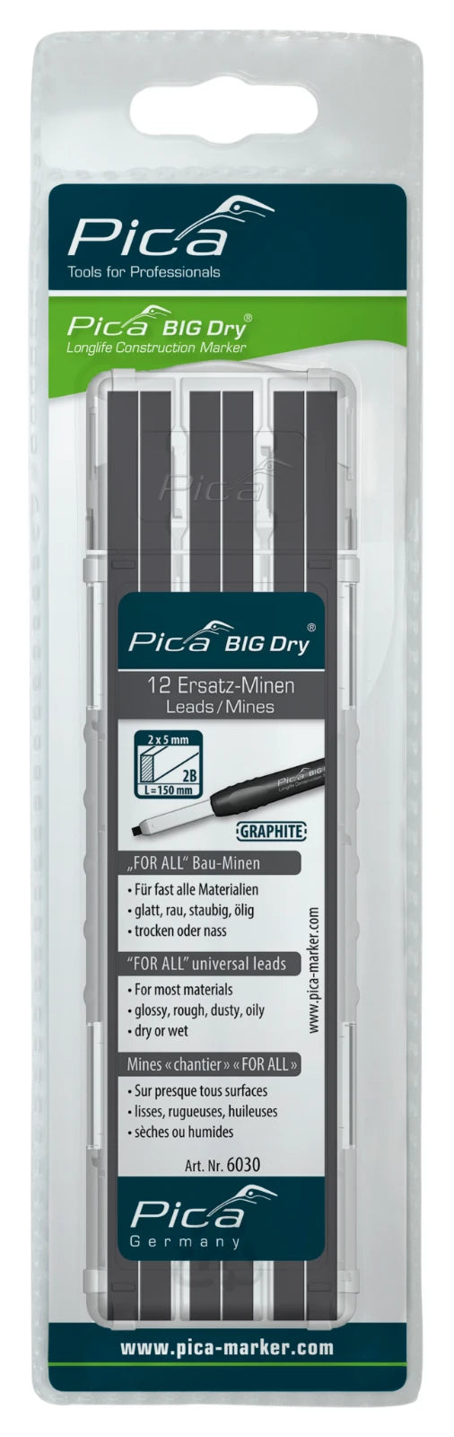 Pica BIG Dry 6030 Navulling grafiet 2B (blister)