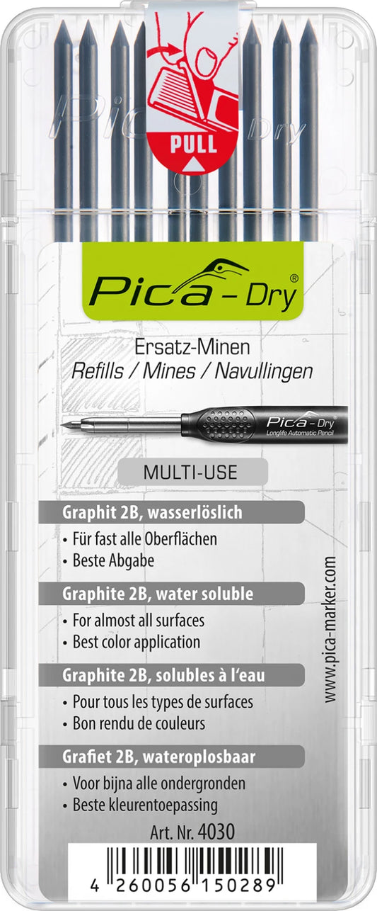 Pica Dry 4030 Navulling grafiet 2B - 10 staafjes