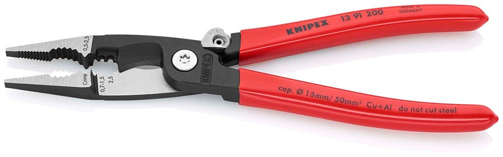 KNIPEX 13 91 200 Elektro installatietang met kunststof bekleed zwart geatramenteerd 200 mm