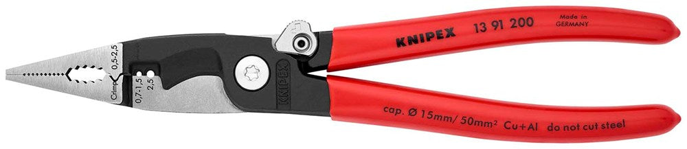 KNIPEX 13 91 200 Elektro installatietang met kunststof bekleed zwart geatramenteerd 200 mm