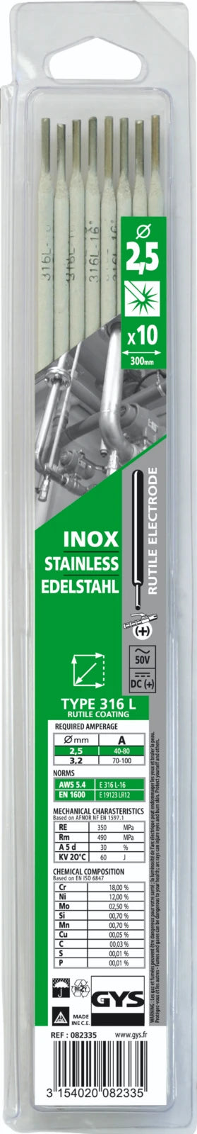 GYS Elektrodes RVS Ø2,5 mm (10 stuks)