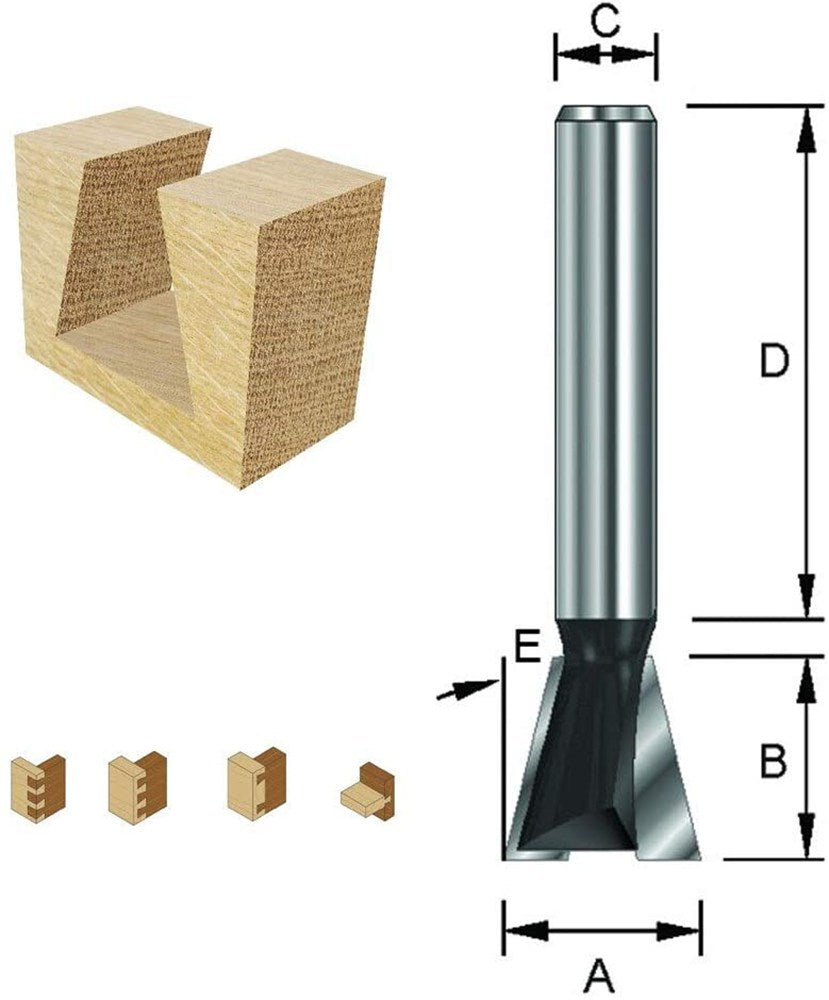 Zwaluwstaartfrees HM 12 graden A9.5mm kolf 8mm