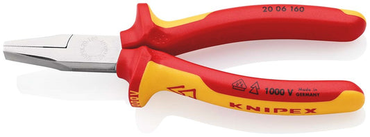 KNIPEX 20 06 160 Platbuigtang geïsoleerd met meer-componentengrepen, VDE-getest verchroomd 160 mm