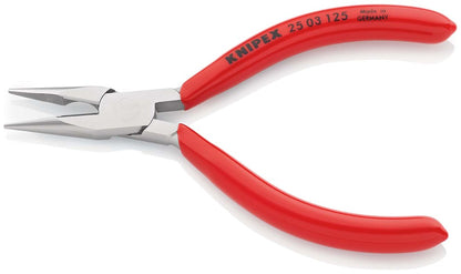 KNIPEX 25 03 125 Platspitse tang met zijsnijder (radiotang) met kunststof bekleed verchroomd 125 mm