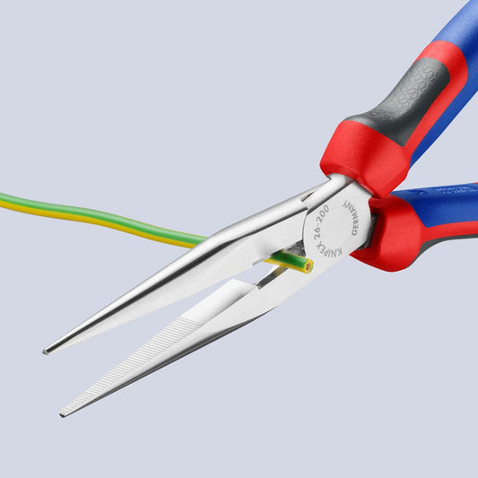KNIPEX 26 15 200 Platspitse tang met zijsnijder (telefoontang) met comfortgrepen verchroomd 200 mm