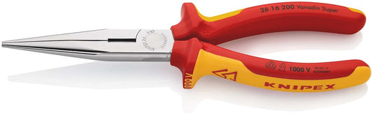 KNIPEX 26 16 200 Platspitse tang met zijsnijder (telefoontang) geïsoleerd met meer-componentengrepen