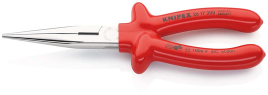 KNIPEX 26 17 200 Platspitse tang met zijsnijder (telefoontang) dompelisolatie, VDE-getest verchroomd