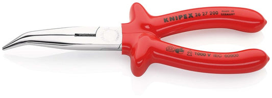 KNIPEX 26 27 200 Platspitse tang met zijsnijder (telefoontang) dompelisolatie, VDE-getest verchroomd