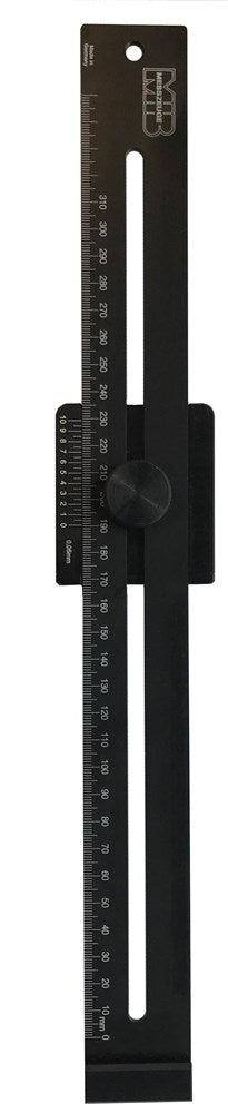 Afschrijfliniaal 200mm gehard aluminium met extra grote aanslaghaak