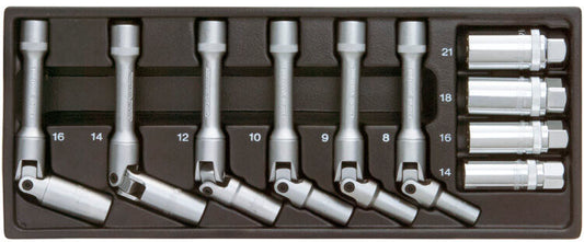 3/8" Bougie/gloeibougie doppenset, 10dlg, S-module (138000)