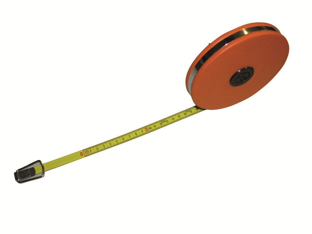 Rolbandmaat, 10m, 13mm breed mm verdeling, stalen band, Klasse II