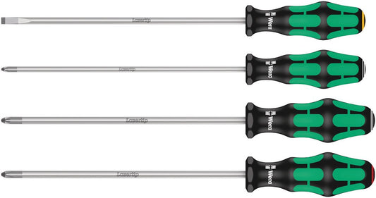 335/350/355/4 SCHROEVENDRAAIERSET KRAFTFORM PLUS LASERTIP MET 200 MM LANGE KLINGEN, 4-DELIG