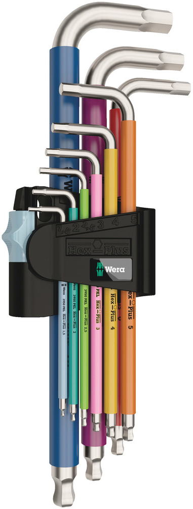 3950/9 HEX-PLUS MULTICOLOUR STAINLESS 1 STIFTSLEUTELSET, METRISCH, RVS, 9-DELIG