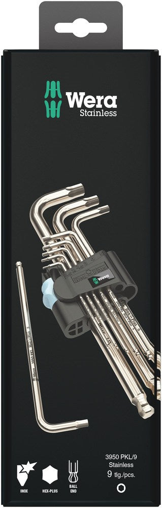 3950/9 HEX-PLUS STAINLESS 1 STIFTSLEUTELSET, METRISCH, RVS, 9-DELIG