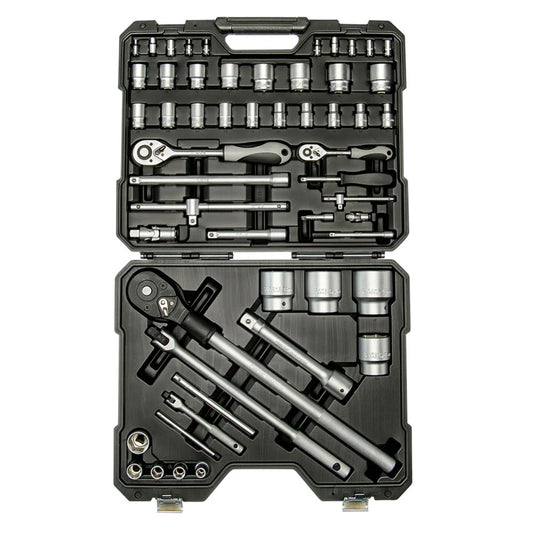 1/4" - 1/2" - 3/4" zeskant doppenset met toebehoren, 4 - 46 mm, 3/16" - 1"