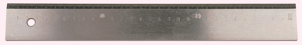 Werkplaatsliniaal 3000x50x8mm met facet en maatverdeling, verzinkt en gepolijst