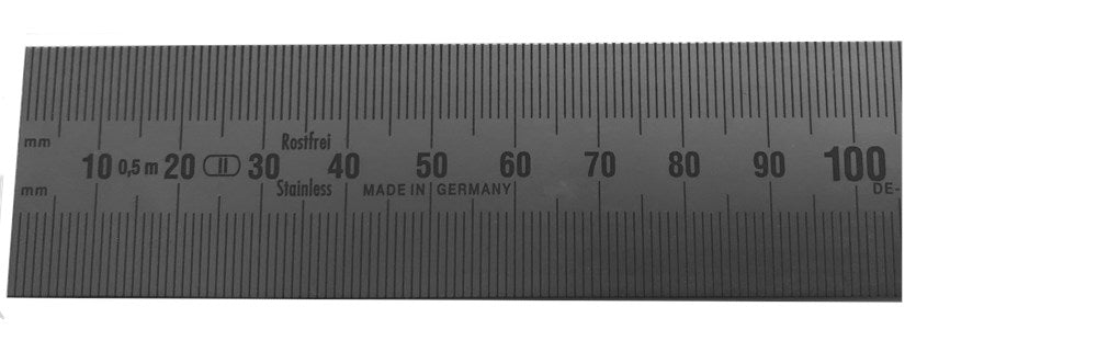 Liniaal RVS 500x30x0.8mm matverchroomd mm+1/2mm dubbelzijdig, klasse 2, DIN2768