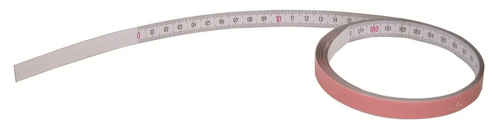 Meetband 3 meter staal links naar rechts zelfklevend, wit, mm-maatv., 13mm breed