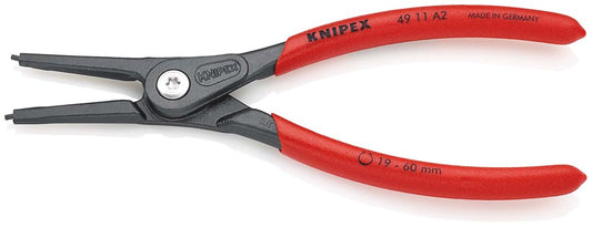 KNIPEX 49 11 A2 Precisie-borgveertang voor buitenringen op assen met antslip kunststof bekleed grijs