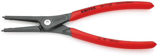 KNIPEX 49 11 A3 Precisie-borgveertang voor buitenringen op assen met antslip kunststof bekleed grijs