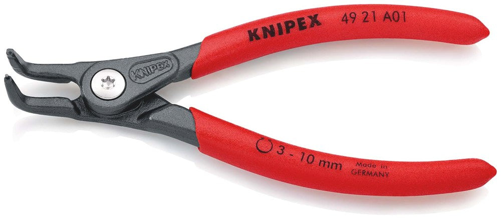 KNIPEX 49 21 A01 Precisie-borgveertang voor buitenringen op assen met antslip kunststof bekleed grij