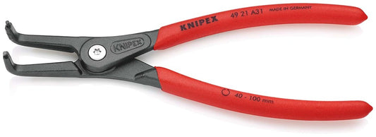 KNIPEX 49 21 A31 Precisie-borgveertang voor buitenringen op assen met antslip kunststof bekleed grij