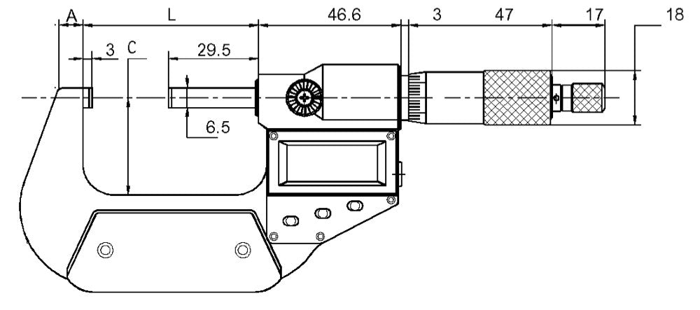 Digitale micrometer 75-100mm IP54, SET/ABS/REL