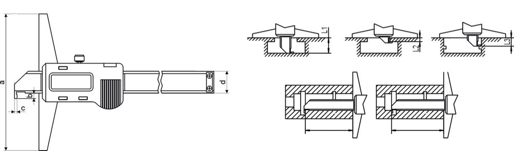 Digitale diepteschuifmaat 1000x250mm met haken