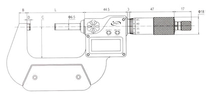 Digitale micrometer 25-50mm IP65 ABS functie, Stg. 2,0mm