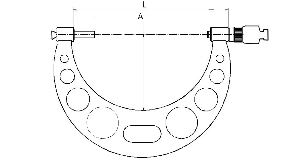 Precisie micrometer 0,5mm 700-800mm met 2 verwisselbare meetstiften 25+50mm