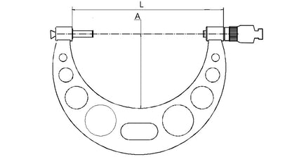 Precisie micrometer 0,5mm 700-800mm met 2 verwisselbare meetstiften 25+50mm