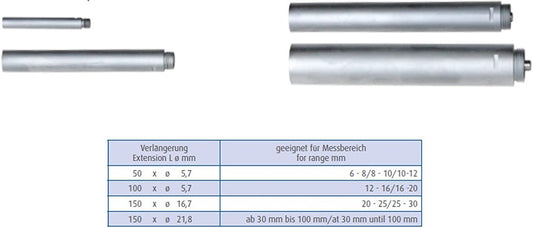 Verlenging voor driepunt binnenschroeven 100x10,7mm, Nr. S668 + S670