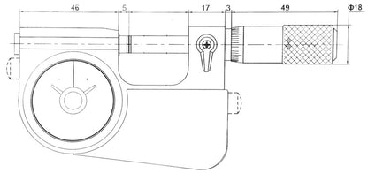 Micrometer 25-50mm met klok 0,003mm Nauwkeurigheid klok 0,002mm