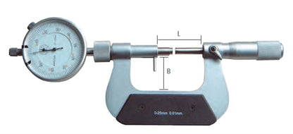 Micrometer 75-100mm met meetklok aflezing 0,01mm met HM meetpunten