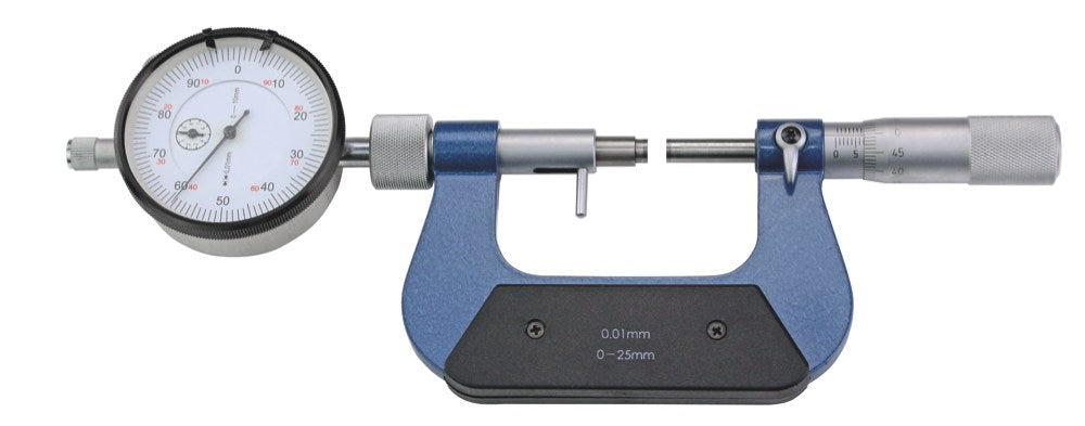 Micrometer 75-100mm met meetklok aflezing 0,01mm met HM meetpunten