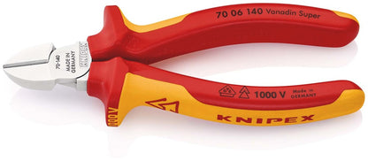 KNIPEX 70 06 140 Zijsnijtang geïsoleerd met meer-componentengrepen, VDE-getest verchroomd 140 mm