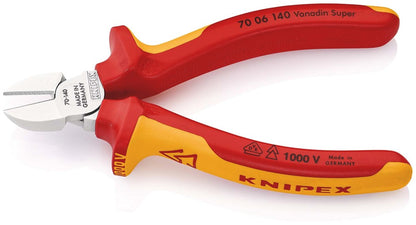 KNIPEX 70 06 140 Zijsnijtang geïsoleerd met meer-componentengrepen, VDE-getest verchroomd 140 mm