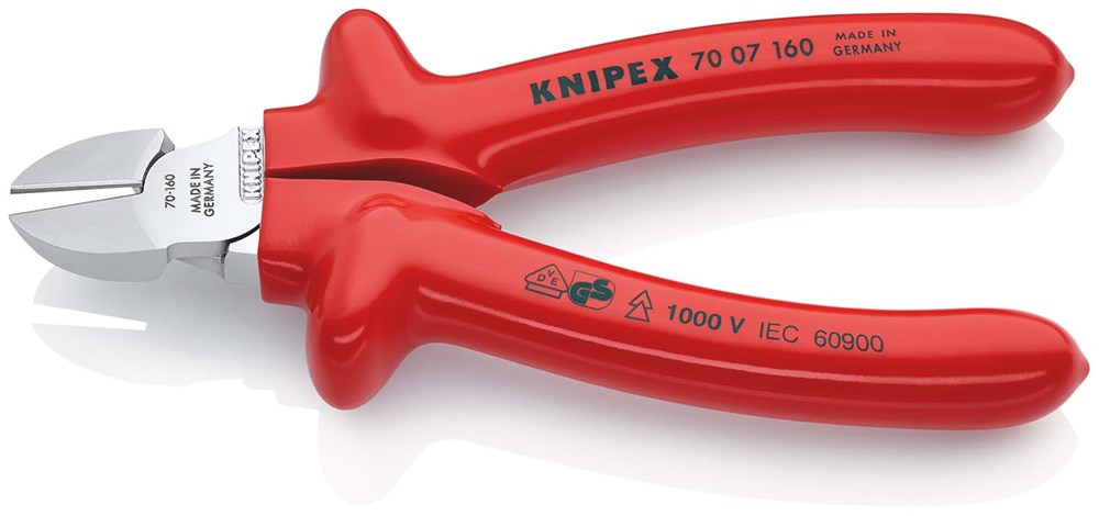 KNIPEX 70 07 160 Zijsnijtang dompelisolatie, VDE-getest verchroomd 160 mm