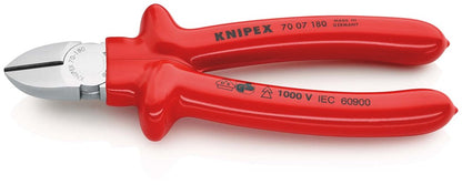 KNIPEX 70 07 180 Zijsnijtang dompelisolatie, VDE-getest verchroomd 180 mm