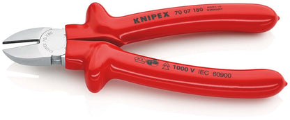 KNIPEX 70 07 180 Zijsnijtang dompelisolatie, VDE-getest verchroomd 180 mm